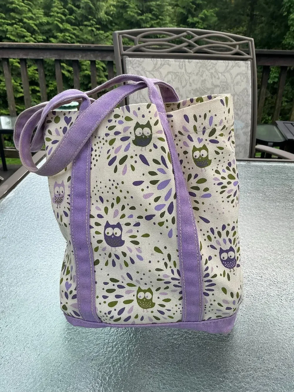 Barnes & Noble Purple Owl Canvas Tote Bag